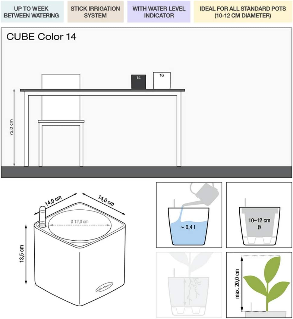 cube color 14 self watering planter small flower plant pot indoor table planter without drainage hole poly resin h14 l14 w14 cm white