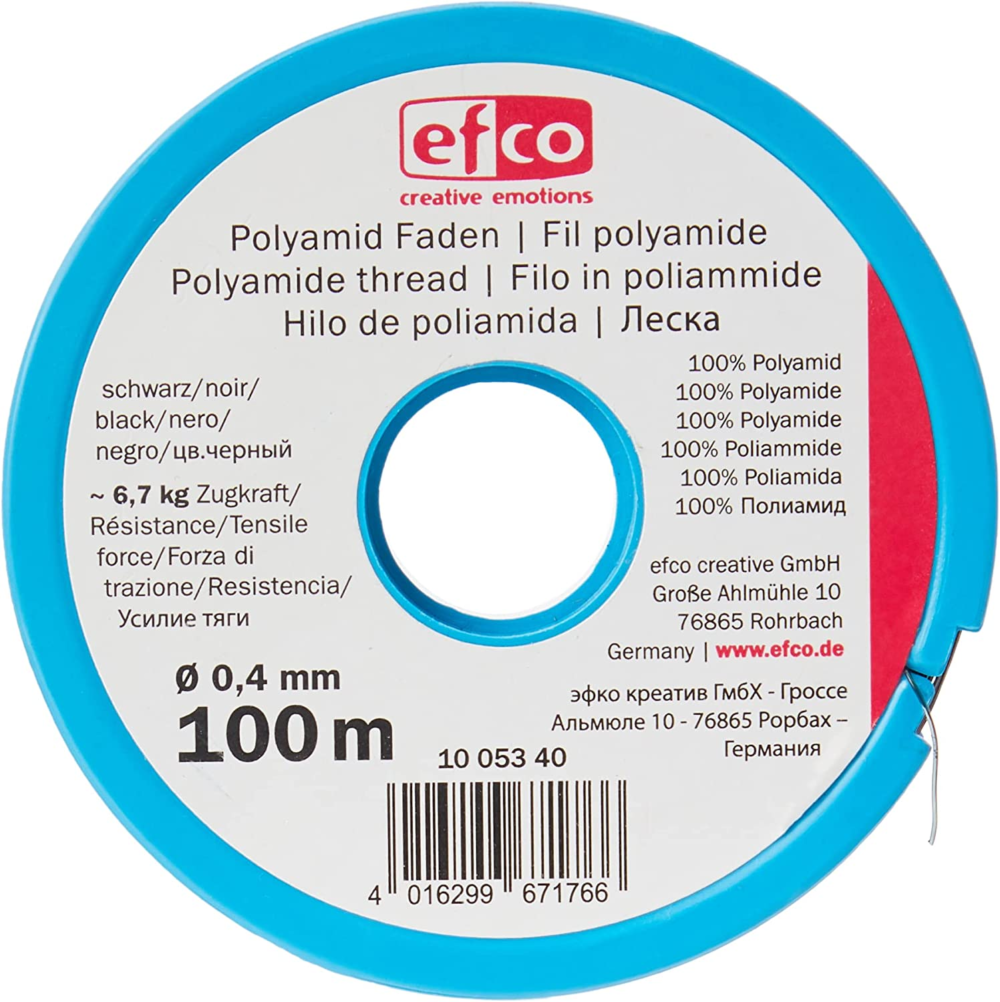 1005340 polyamide thread tensile force approx. 6,7 kg Ø 0,4 mm 100 m black, 12 x 5 x 2 cm