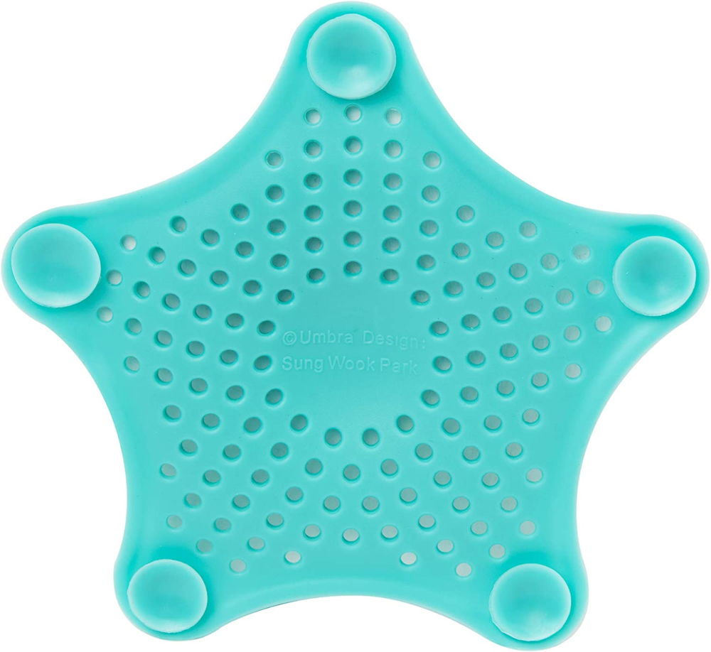 023014 276 starfish hair catcher, tub drain hair catcher, surf blue, 15.9 x 15.9 x 1.3 cm