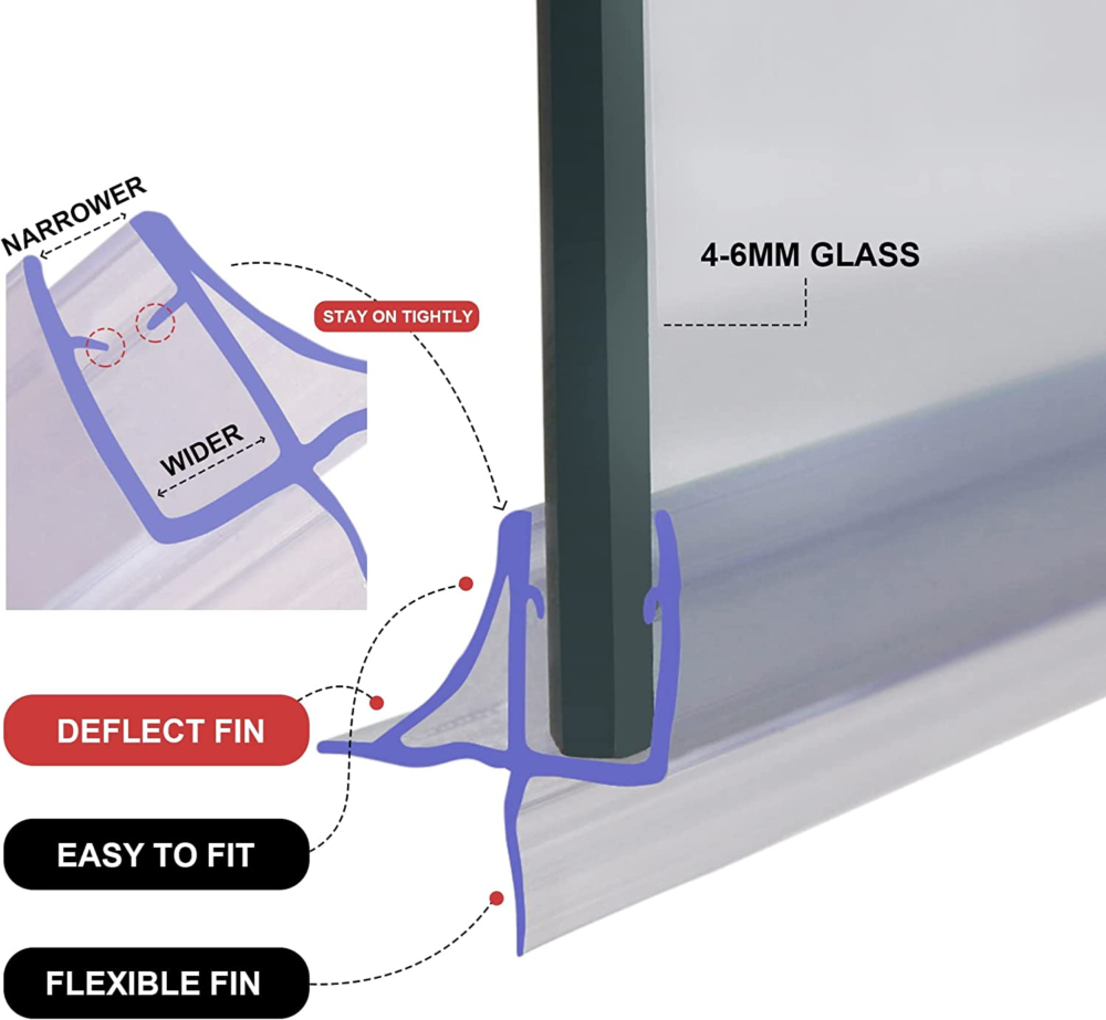 unique bath shower screen door seal strip for 4 6 mm glass up to 11mm gap