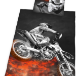 young collection bedding set, reversible motif motocross, duvet cover 135 x 200 cm, pillow case 80 x 80 cm, polyester