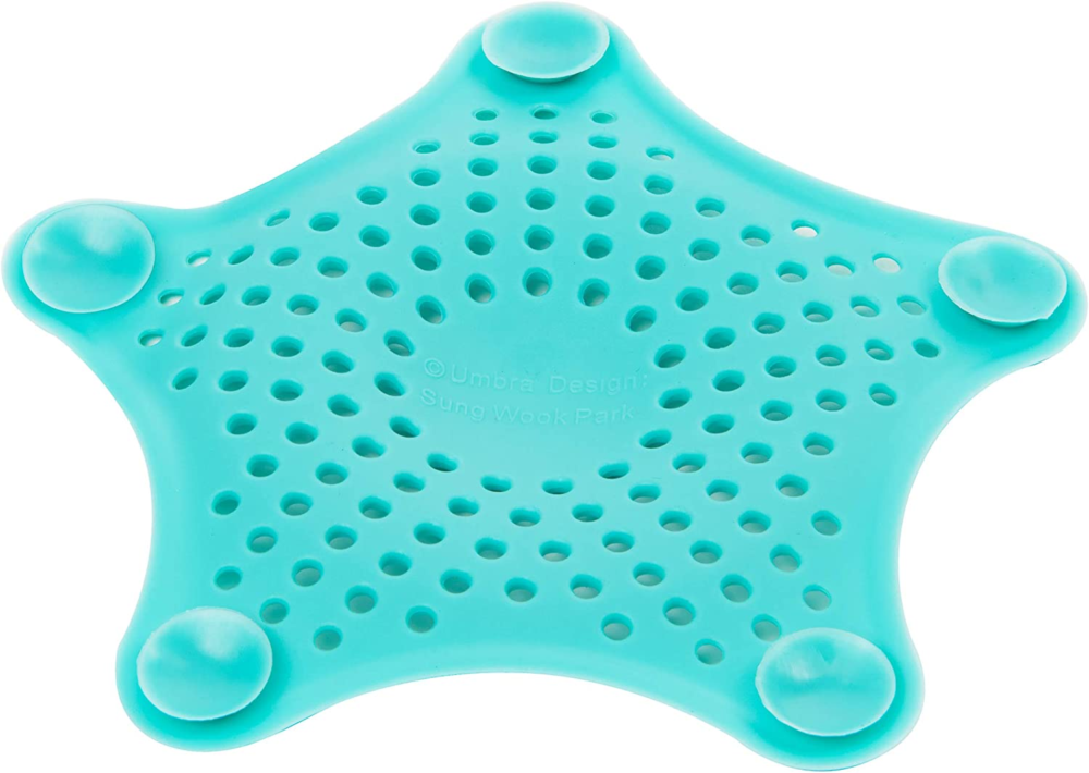 023014 276 starfish hair catcher, tub drain hair catcher, surf blue, 15.9 x 15.9 x 1.3 cm