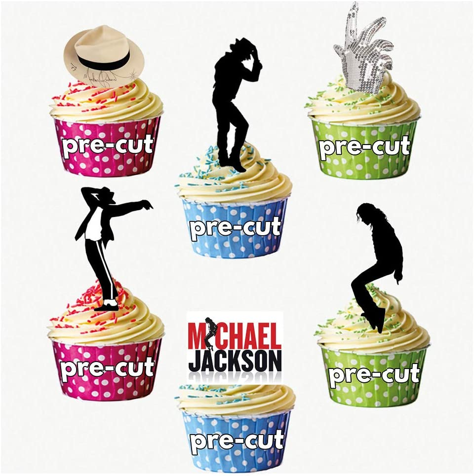 michael jackson party mix edible cupcake toppers/cake decorations (pack of 12)