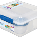 to go lunch box cube max | 2 l bento box style food container with dividers & leak proof yoghurt pot | bpa free | assorted colours