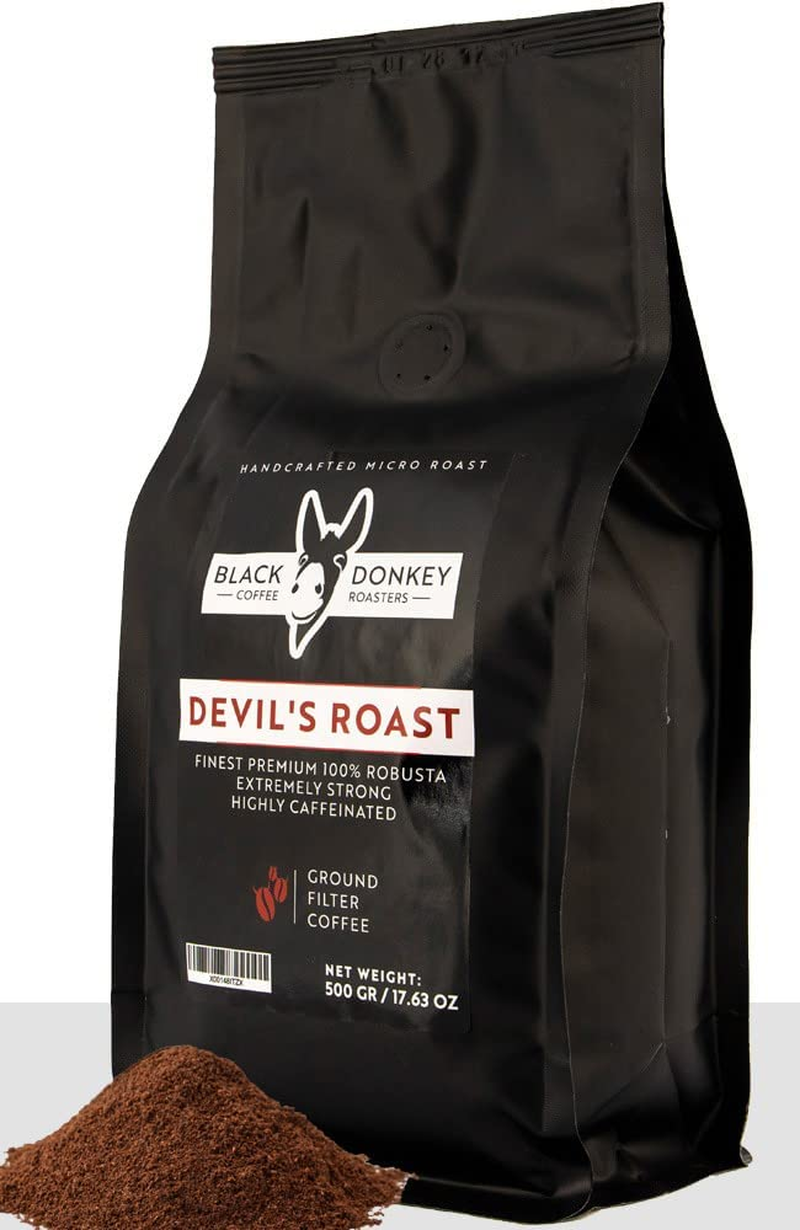 devil's roast 🔱 extra strong highly caffeinated bold coffee 🔱 500g ground coffee (filter coffee) 🔱 robusta coffee by coffee roasters
