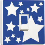 white stars on blue kids bedroom home decorative accessories, light switch sticker skin cover decal