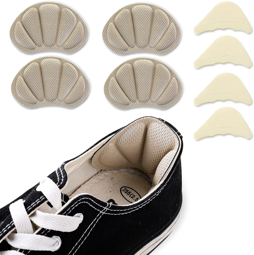 2 pairs shoe fillers for big shoes adjustable toe filler inserts and 2 pairs heel grips for ladies shoes heel liner shoe pads sticker comfort insoles foot care cushion heel protector