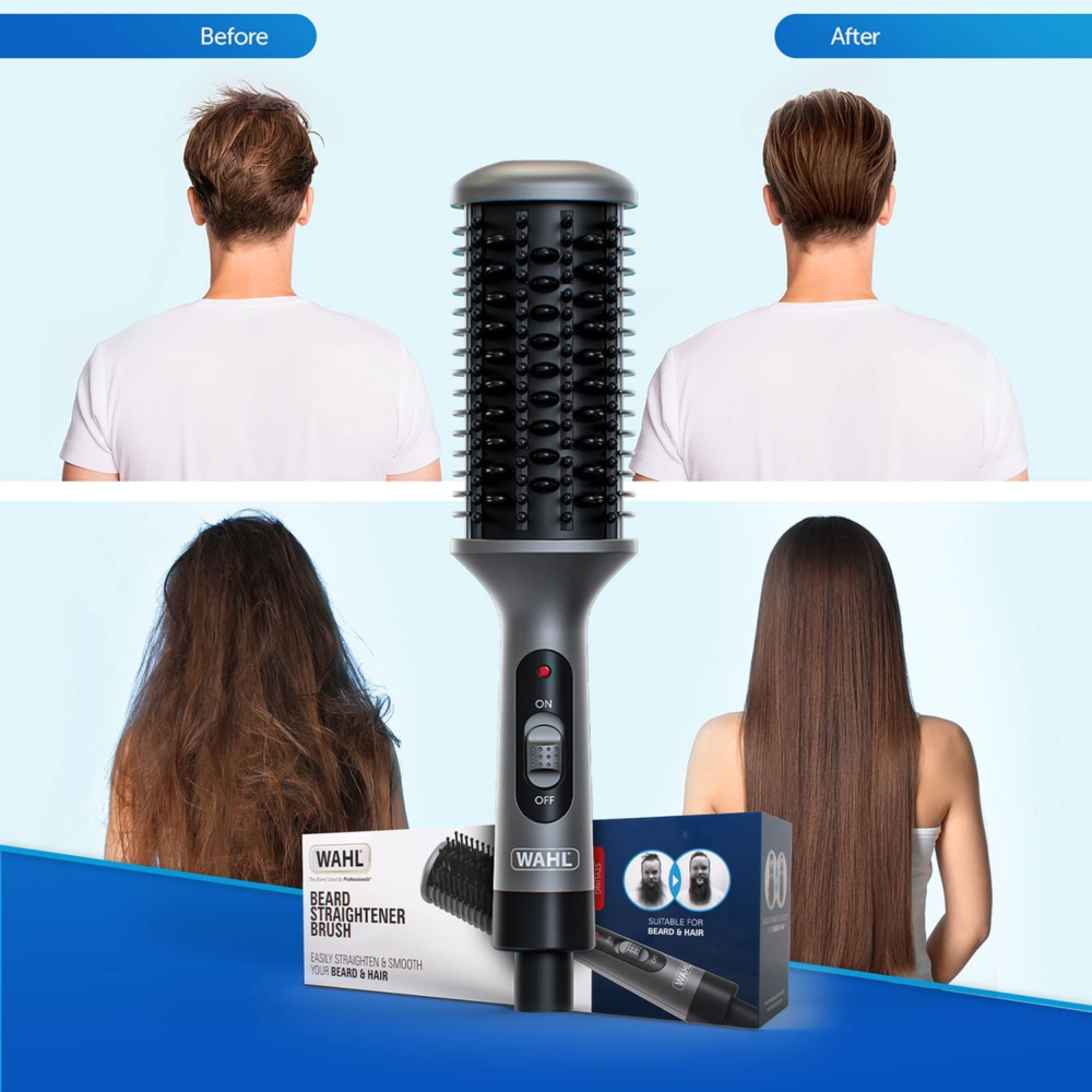 beard straightening brush, hair straightener, heated brushes, hot comb, electric brush, beard grooming, hair styling, fast heating and anti scald design