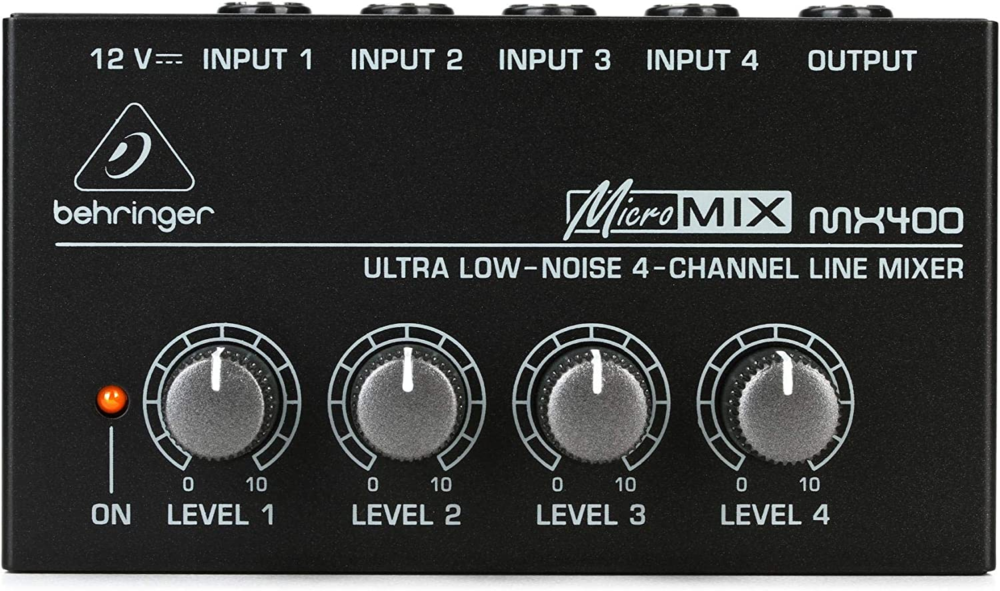 micromix mx400 ultra low noise 4 channel line mixer, black