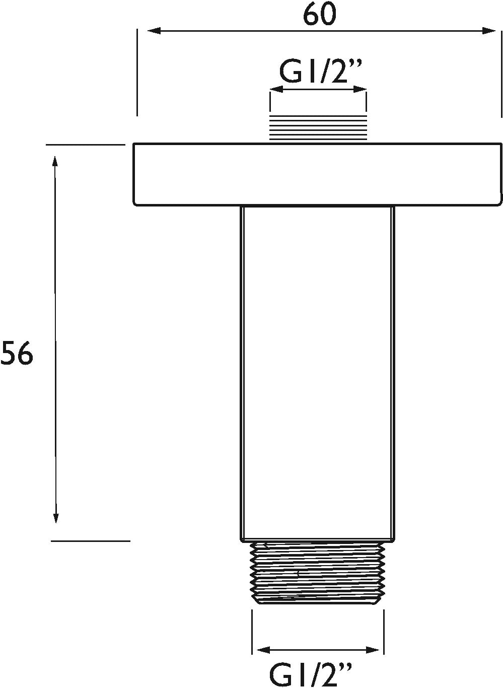 arm cfsq01 c 75 mm square ceiling fed shower arm