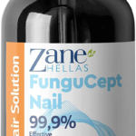 fungucept nail repair solution. helps nails grow healthy. helps new nail grow free of infection. stops discoloration, thickening, crumble, brittle and cracked nails. 100% natural ingredients. 10 ml.