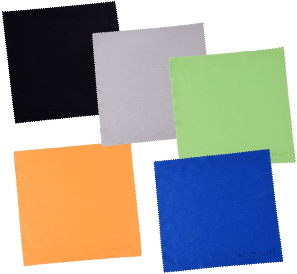 large microfiber cleaning cloths 5 pack 8 x 8 inch perfect for wide screen tvs, large computer monitors also for cleaning glasses, camera lenses, laptops and lcd screens