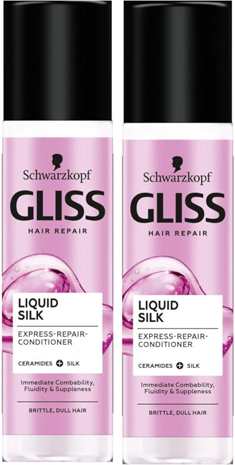 gliss liquid silk leave in hair conditioner spray with keratin 2 x 200ml = 400ml