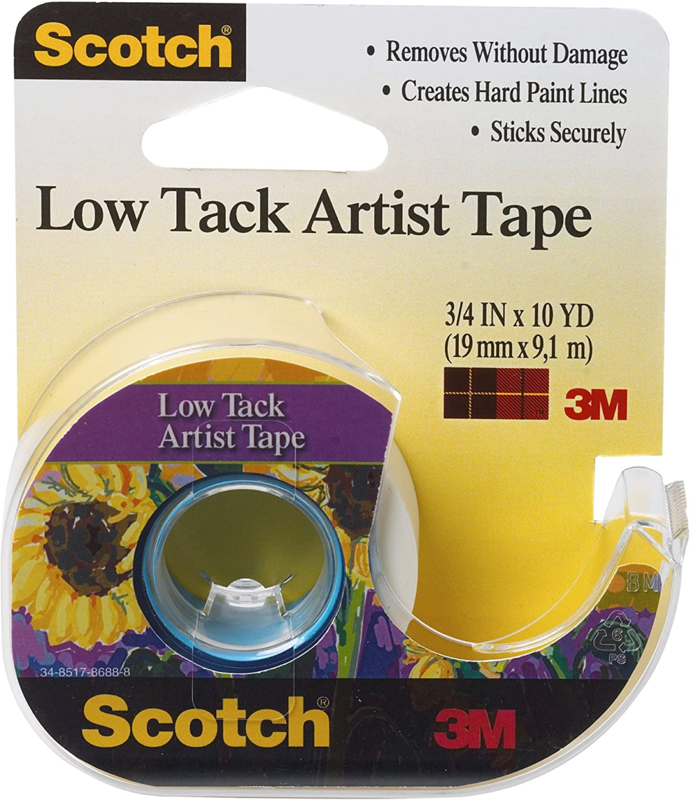 scotch low tack artist tape .75 inch x 10yd, other, multicoloured
