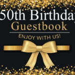 50th birthday guest book 'enjoy with us': 100 pages for wishes, comments or predictions.