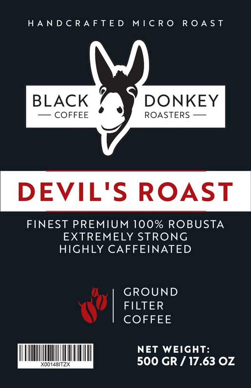 devil's roast 🔱 extra strong highly caffeinated bold coffee 🔱 500g ground coffee (filter coffee) 🔱 robusta coffee by coffee roasters