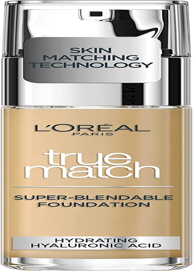 paris true match liquid foundation, skincare infused with hyaluronic acid, spf 17, available in 40 shades, 3w, 30 m
