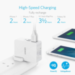 usb plug charger 5.4a/27w 4 port usb wall charger, powerport 4 lite with interchangeable uk and eu travel charger, adapter for iphone xs/xs max/xr/x/8,galaxy s8/note 3,ipad air 2/mini 3,and more