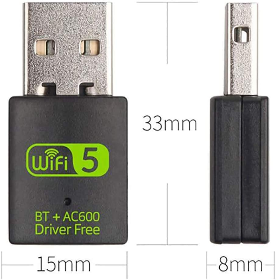 usb wifi bluetooth adapter dongle, 600mbps dual band 2.4g/5g wireless wifi dongle external receiver mini dongle network card for laptop desktop pc win10/8/8.1/7